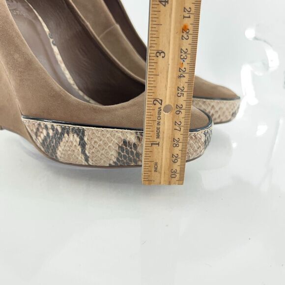 Tory Burch Sandra Pump Women's Size 8 Brown Leather Wedge Heel Platform Phython - Picture 11 of 16